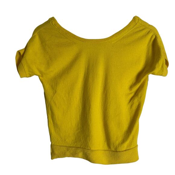 Zadig & Voltaire Yellow Merino Wool Short Sleeve Scoop Neck Knit Sweater Top XS - Picture 3 of 11